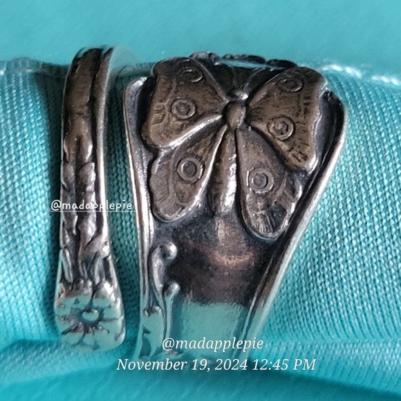 Vintage Sterling Silver Spoon Ring Butterfly Luxury Designer Celeb #136 - Picture 2 of 12